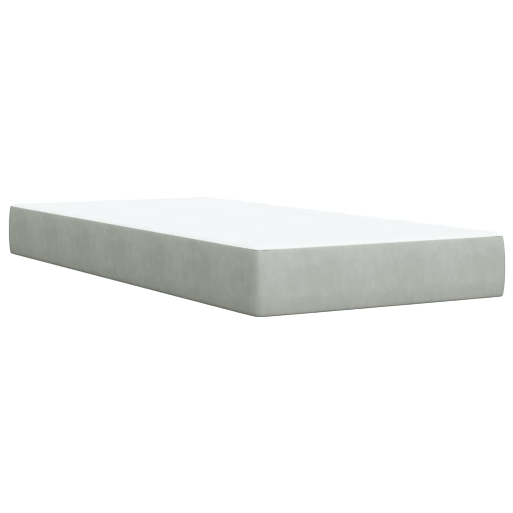 vidaXL Boxspringbett mit Matratze Hellgrau 100x200 cm Samt