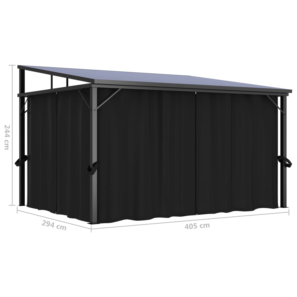 vidaXL Pavillon mit Vorhängen 405x294x244 cm Anthrazit