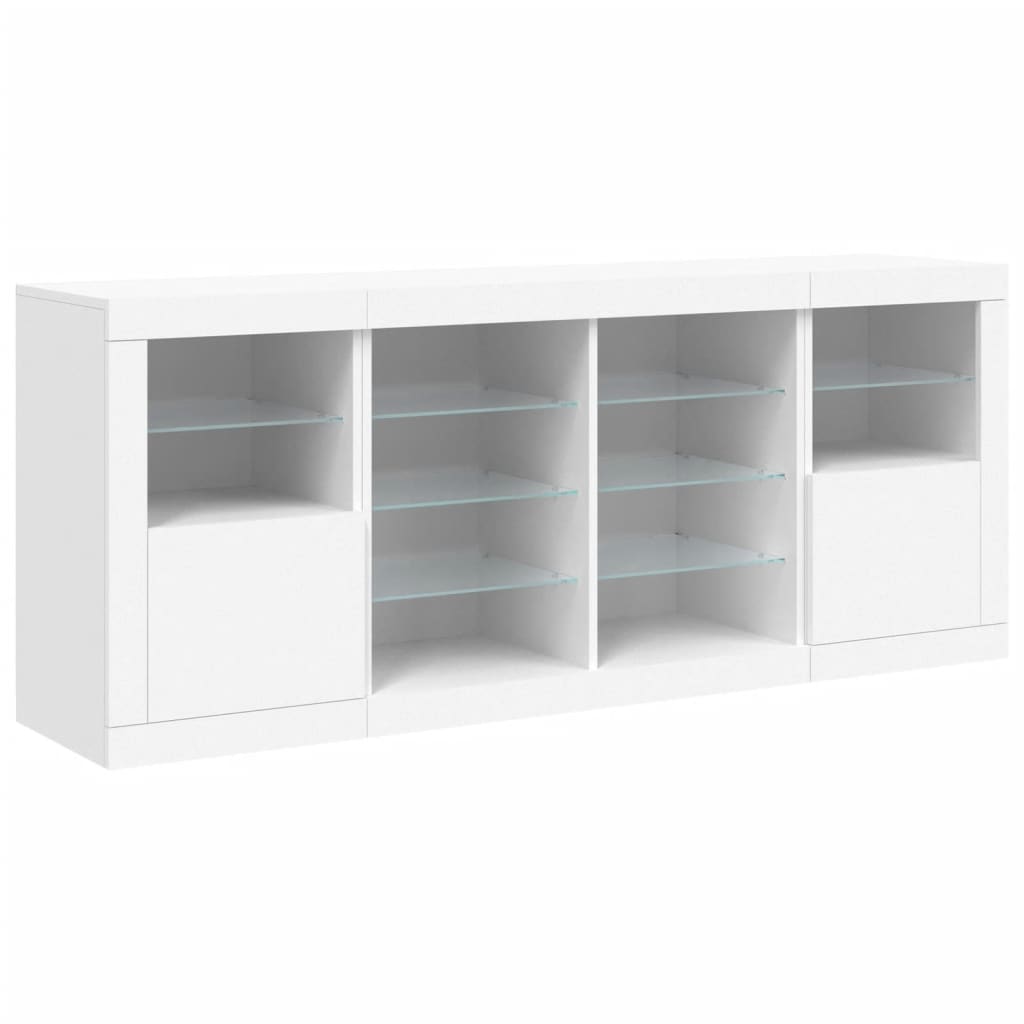 vidaXL Sideboard mit LED-Leuchten Weiß 163x37x67 cm