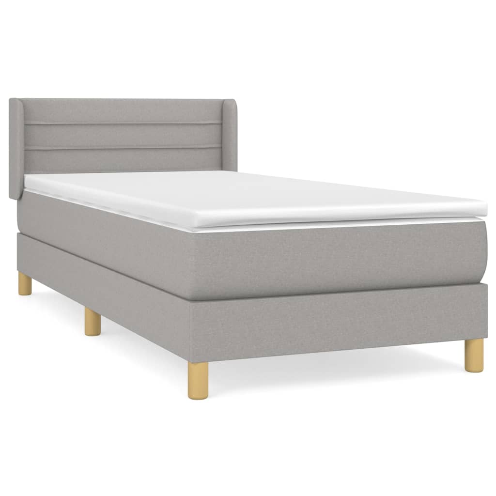 vidaXL Boxspringbett mit Matratze Hellgrau 90x190 cm Stoff