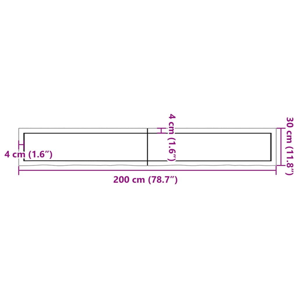 vidaXL Wandregal 200x30x(2-6) cm Massivholz Eiche Unbehandelt