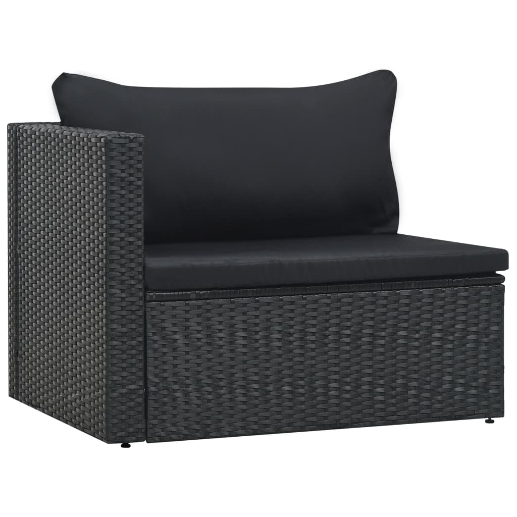 vidaXL 5-tlg. Garten-Lounge-Set mit Auflagen Poly Rattan Schwarz