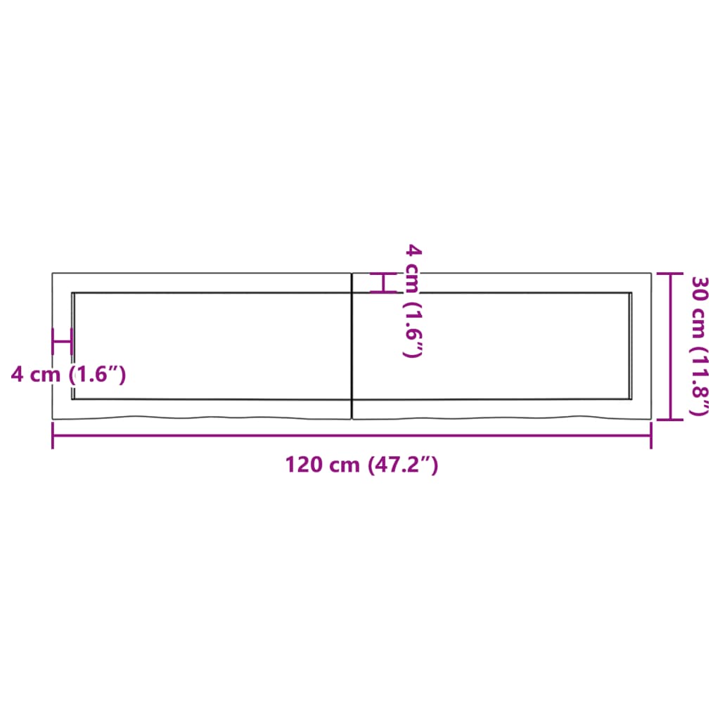 vidaXL Waschtischplatte Hellbraun 120x30x(2-6) cm Massivholz Behandelt