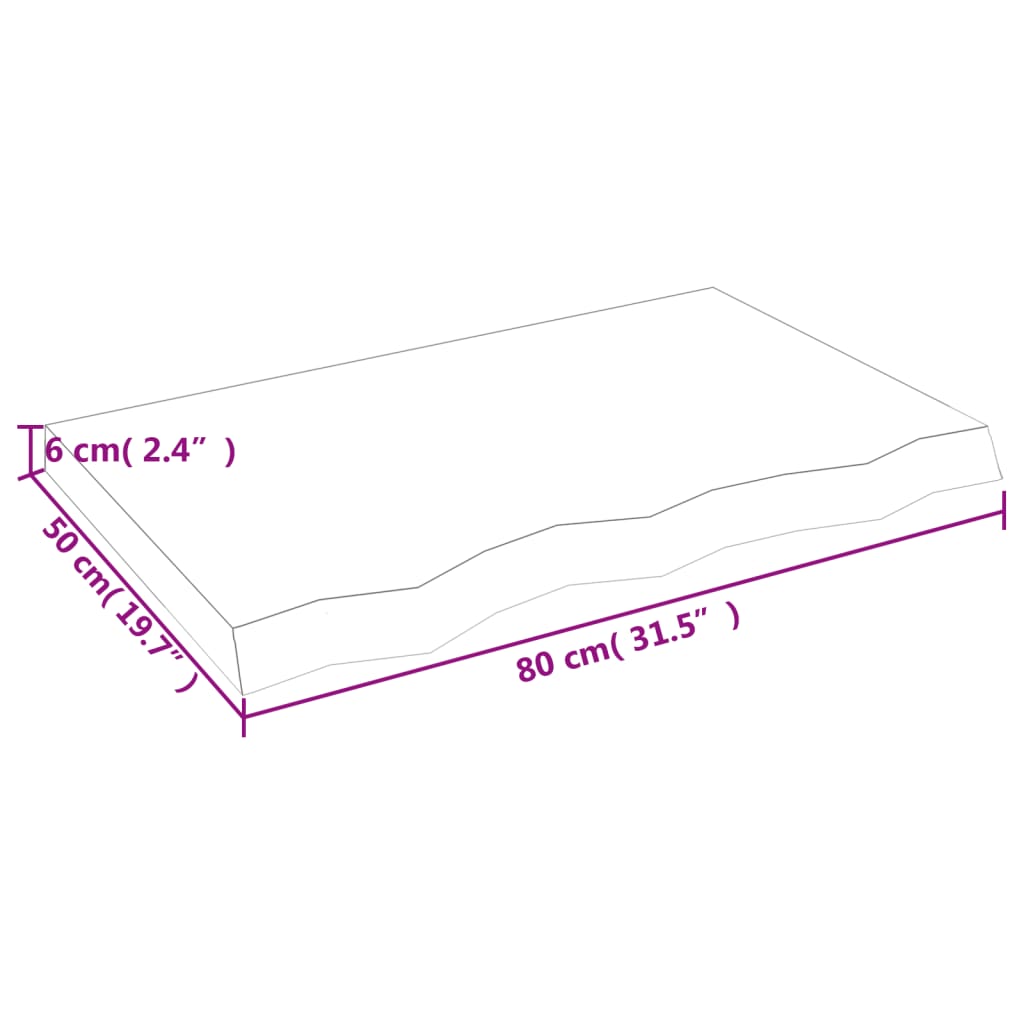 vidaXL Waschtischplatte Hellbraun 80x50x(2-6) cm Massivholz Behandelt