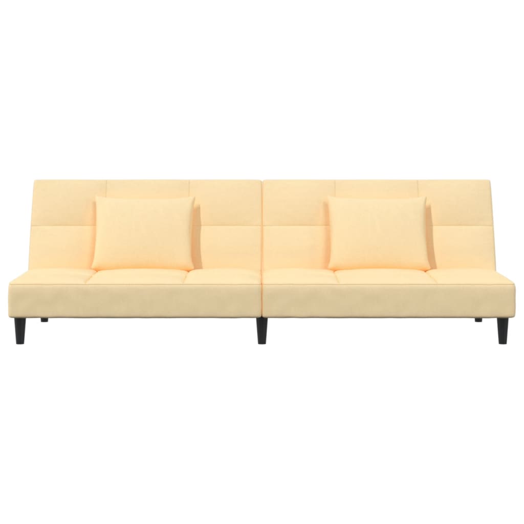 vidaXL Schlafsofa 2-Sitzer mit 2 Kissen Creme Samt