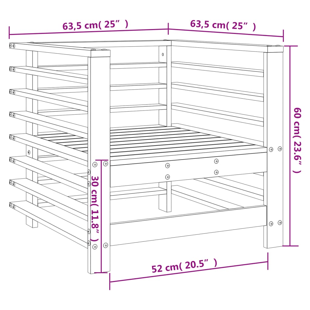 vidaXL Gartenstühle 2 Stk. Kiefernholz Imprägniert