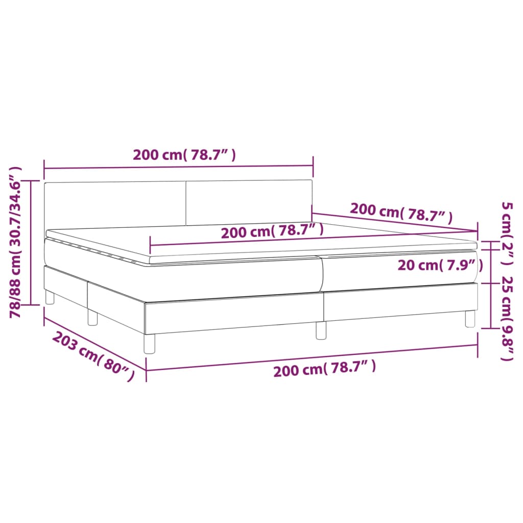 vidaXL Boxspringbett mit Matratze Schwarz 200x200 cm Kunstleder