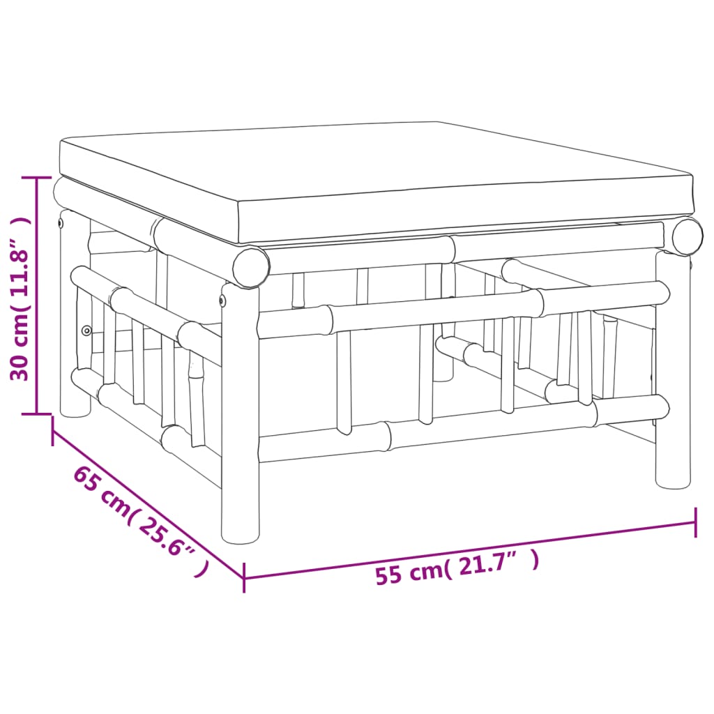 vidaXL 5-tlg. Garten-Lounge-Set mit Cremeweißen Kissen Bambus