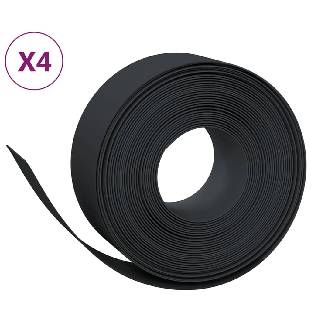 vidaXL Rasenkanten 4 Stk. Schwarz 10 m 20 cm Polyethylen