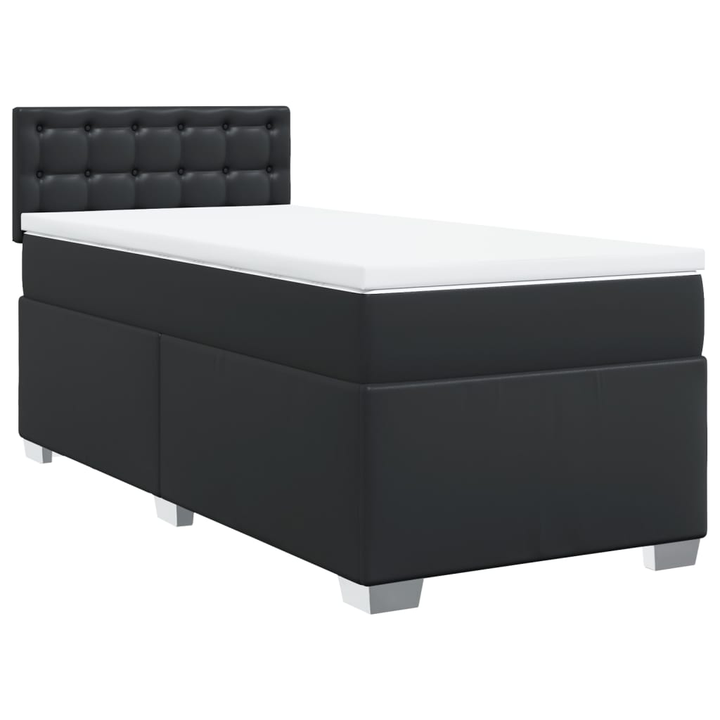 vidaXL Boxspringbett mit Matratze Schwarz 90x200 cm Kunstleder