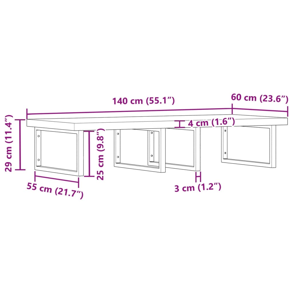 vidaXL Waschbeckenregal Wandmontage Stahl und Akazienholz