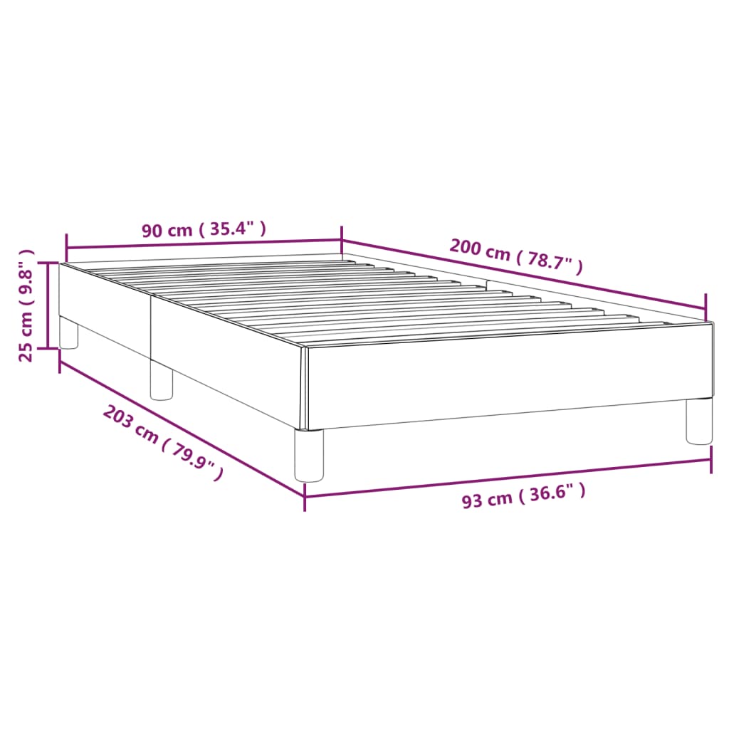 vidaXL Bettgestell Dunkelgrau 90x200 cm Stoff