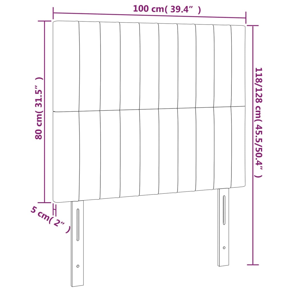 vidaXL Kopfteile 2 Stk. Hellgrau 100x5x78/88 cm Samt