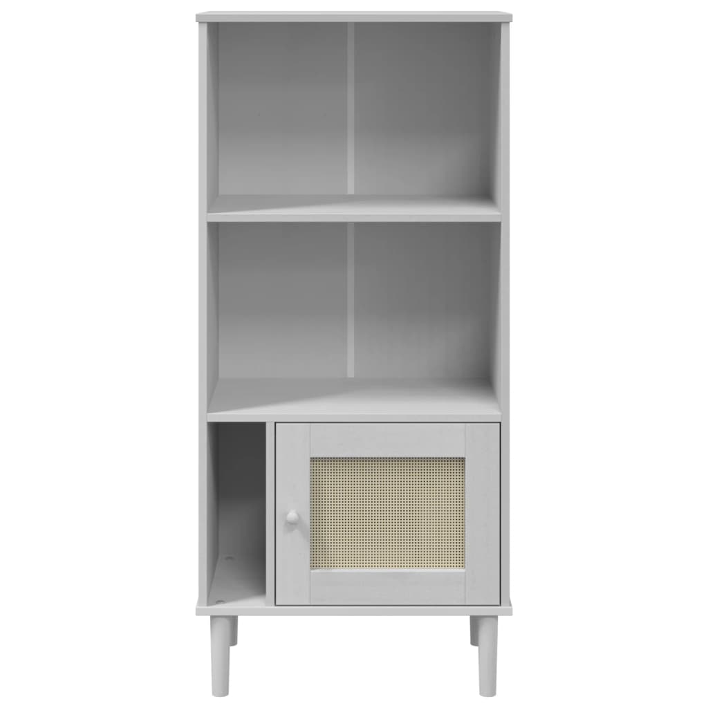 vidaXL Bücherschrank SENJA Rattan-Look Weiß 60x35x130 cm Kiefernholz