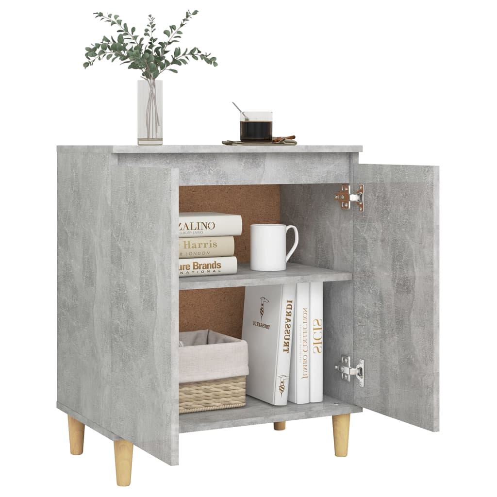 vidaXL Sideboard mit Massivholz-Beinen Betongrau 60x35x70 cm