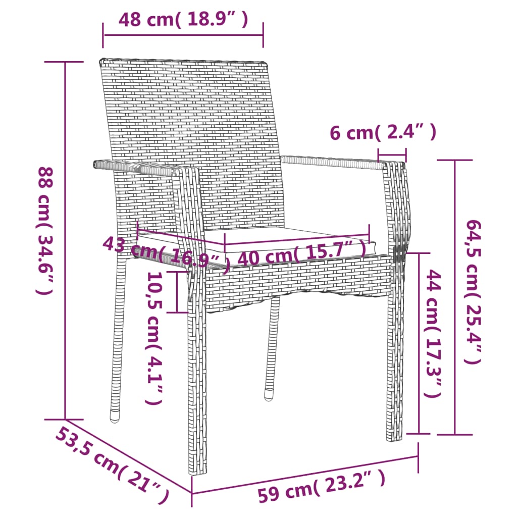 vidaXL 5-tlg. Garten-Essgruppe mit Kissen Schwarz Poly Rattan