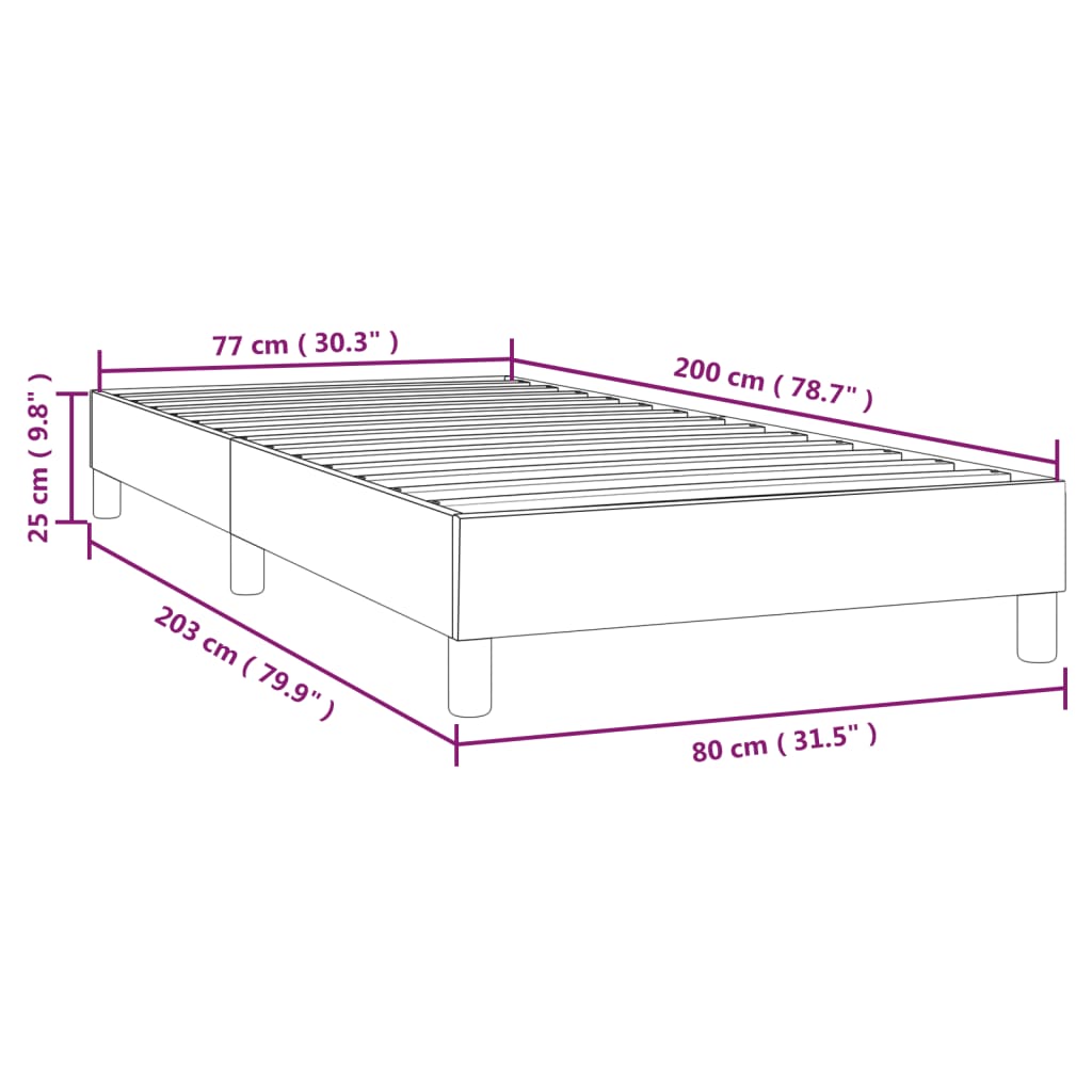 vidaXL Bettgestell Dunkelgrau 80x200 cm Stoff