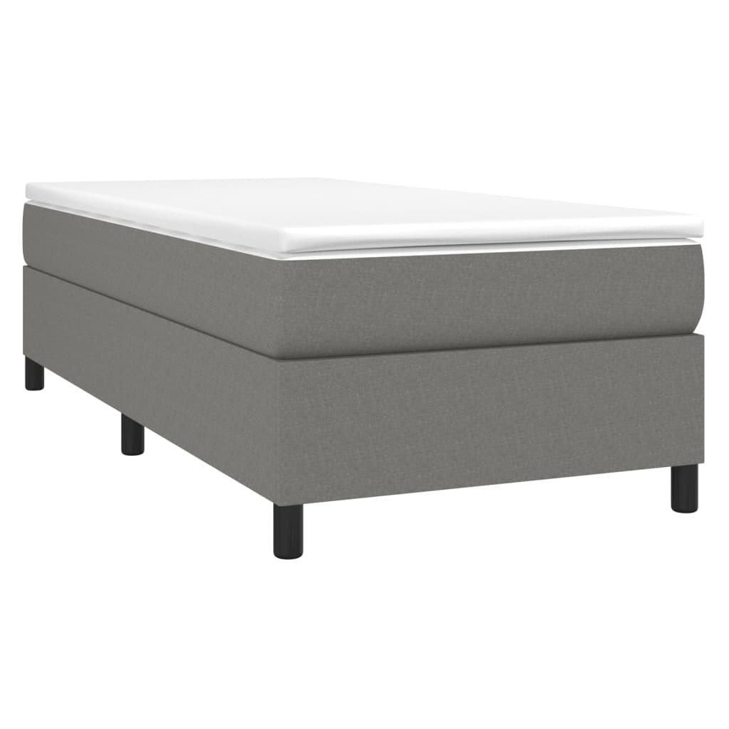 vidaXL Boxspringbett mit Matratze Dunkelgrau 90x200 cm Stoff