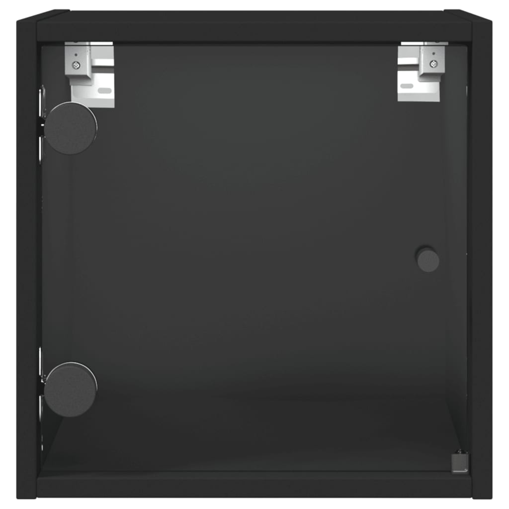vidaXL Nachttische mit Glastüren 2 Stk. Schwarz 35x37x35 cm