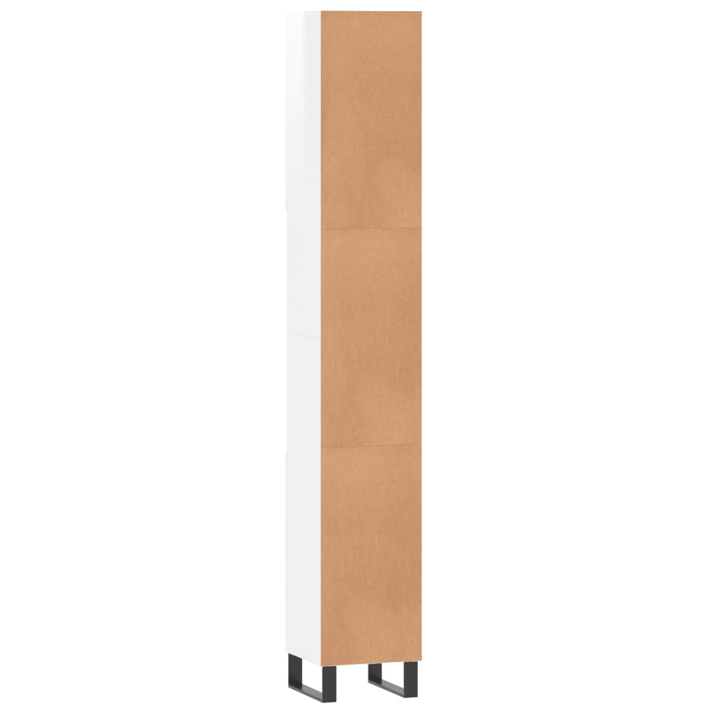 vidaXL Badschrank Hochglanz-Weiß 30x30x190 cm Holzwerkstoff