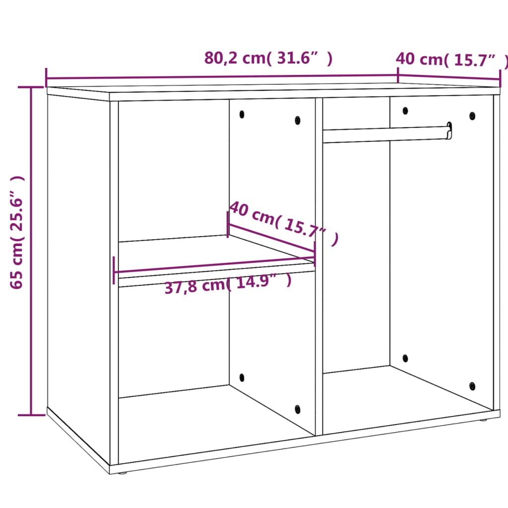 vidaXL Regal für Schminktisch Weiß 80x40x65 cm Holzwerkstoff