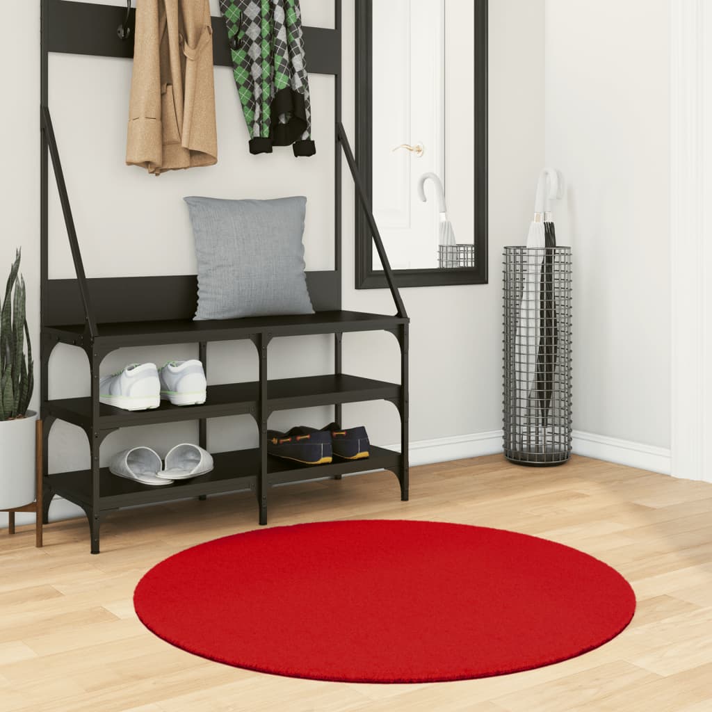 vidaXL Teppich OVIEDO Kurzflor Rot Ø 100 cm