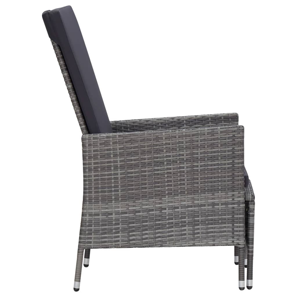 vidaXL 3-tlg. Garten-Lounge-Set mit Kissen Poly Rattan Grau