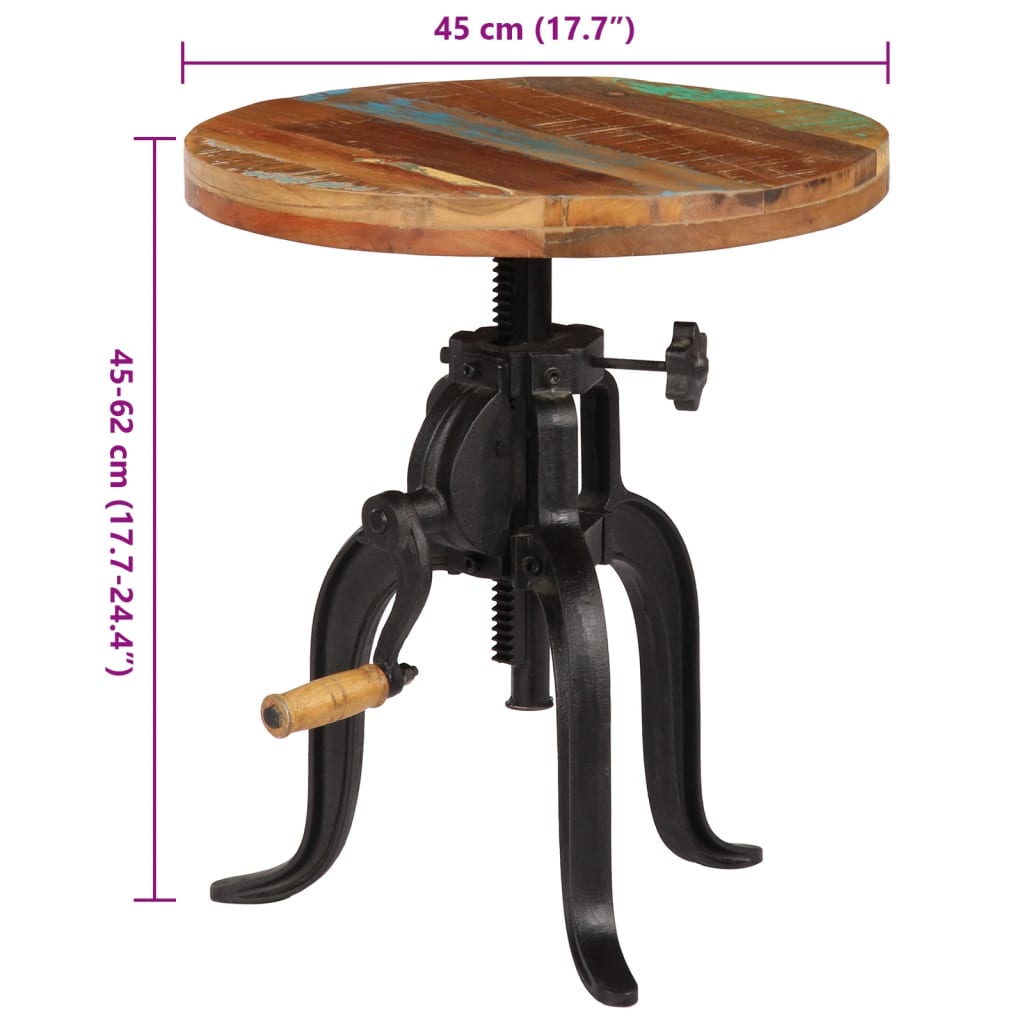 vidaXL Beistelltisch 45x(45-62) cm Altholz Massiv und Gusseisen