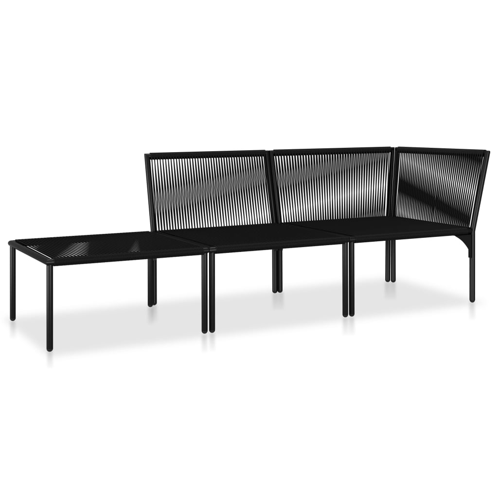 vidaXL 3-tlg. Garten-Lounge-Set mit Auflagen Schwarz PVC