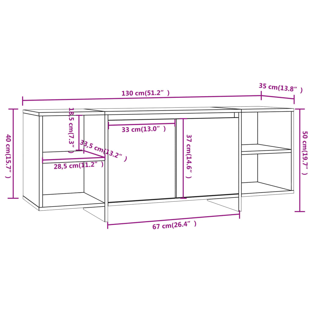 vidaXL TV-Schrank Betongrau 130x35x50 cm Holzwerkstoff