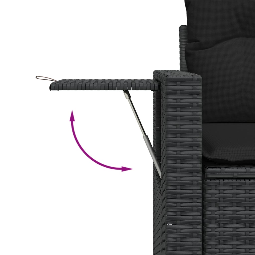 vidaXL 8-tlg. Garten-Sofagarnitur mit Kissen Schwarz Poly Rattan