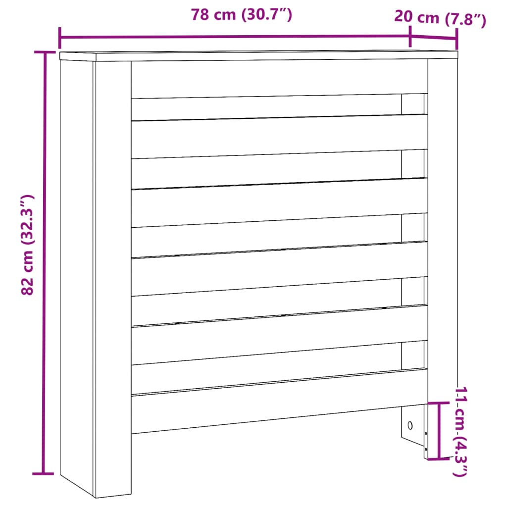 vidaXL Heizkörperverkleidung Räuchereiche 78x20x82 cm Holzwerkstoff