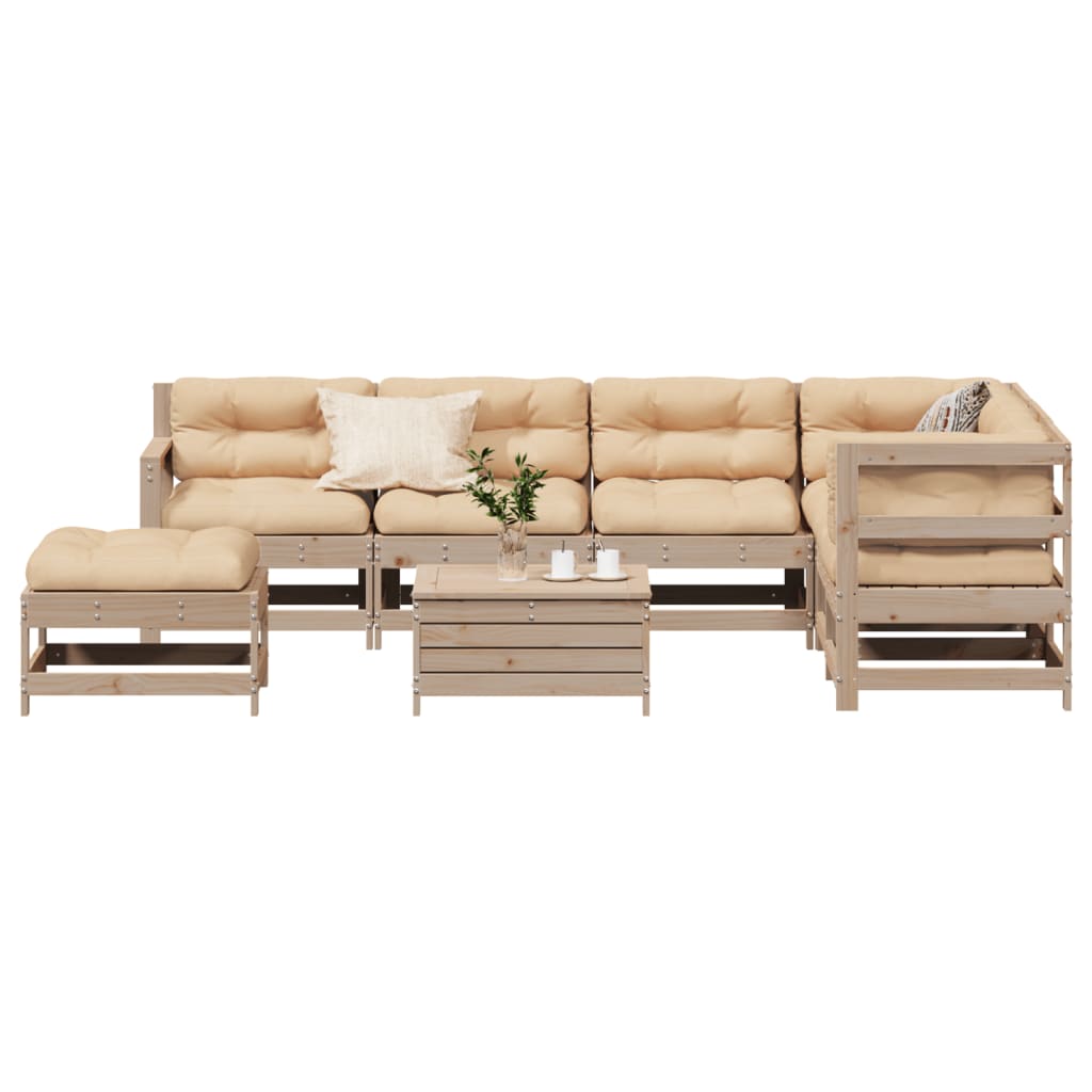 vidaXL 8-tlg. Garten-Lounge-Set mit Kissen Massivholz Kiefer