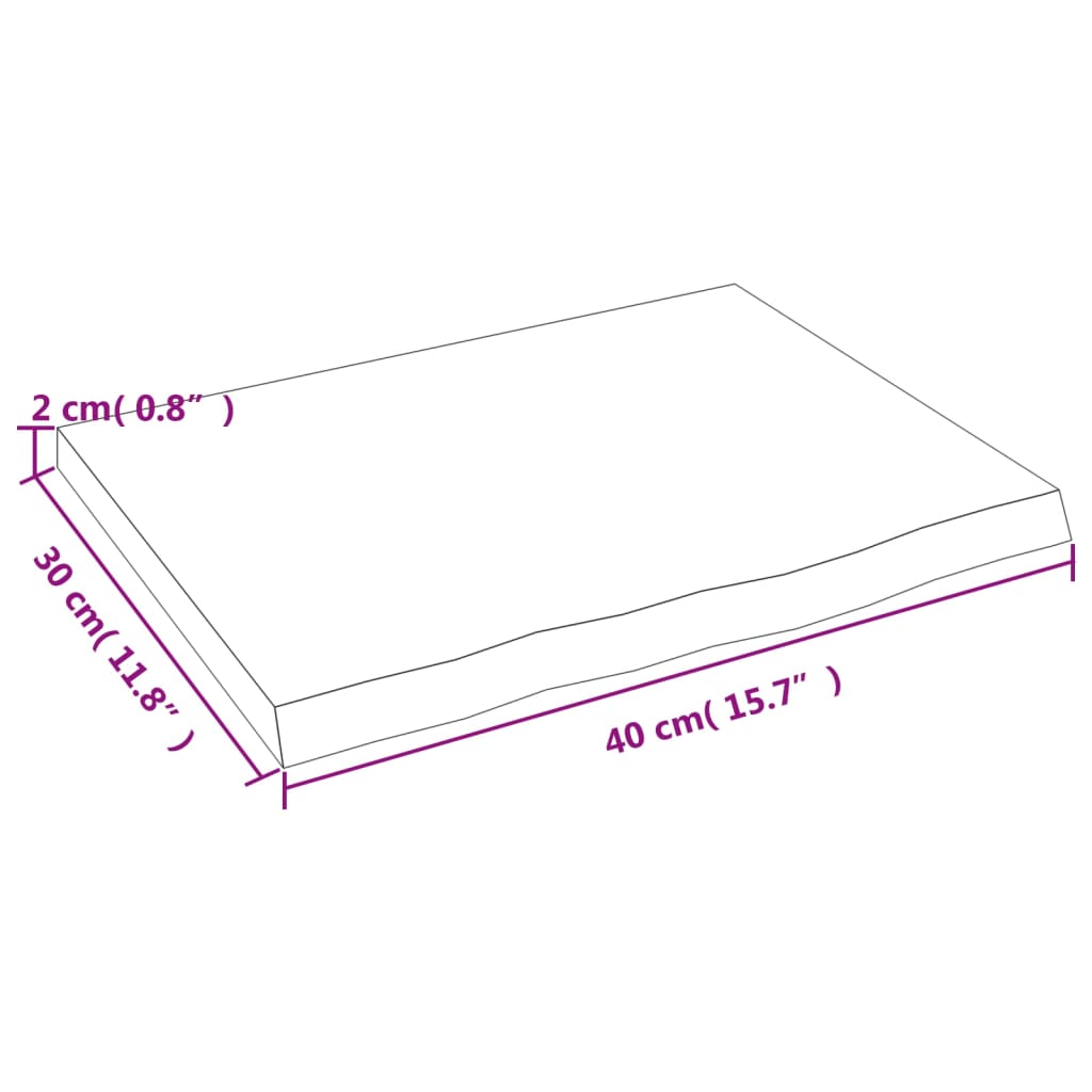 vidaXL Waschtischplatte 40x30x2 cm Massivholz Unbehandelt