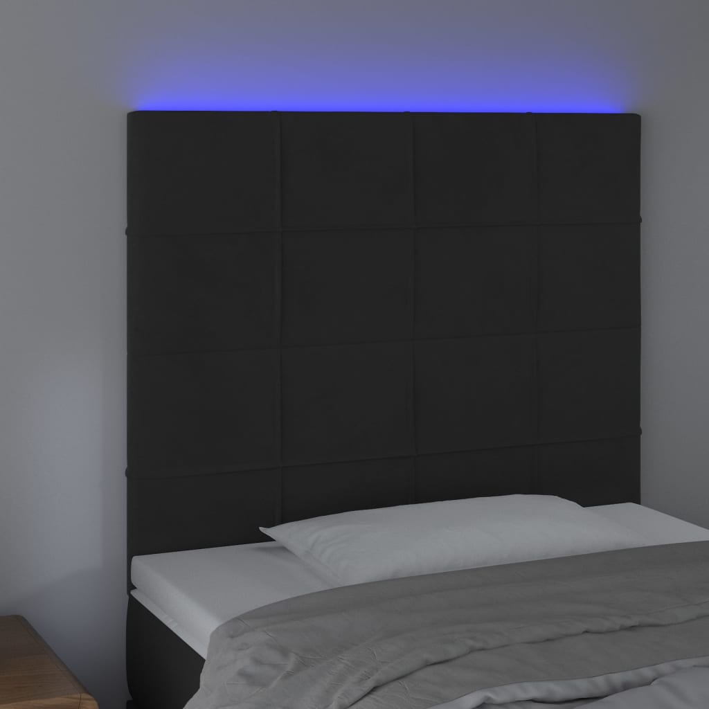 vidaXL LED Kopfteil Schwarz 100x5x118/128 cm Samt