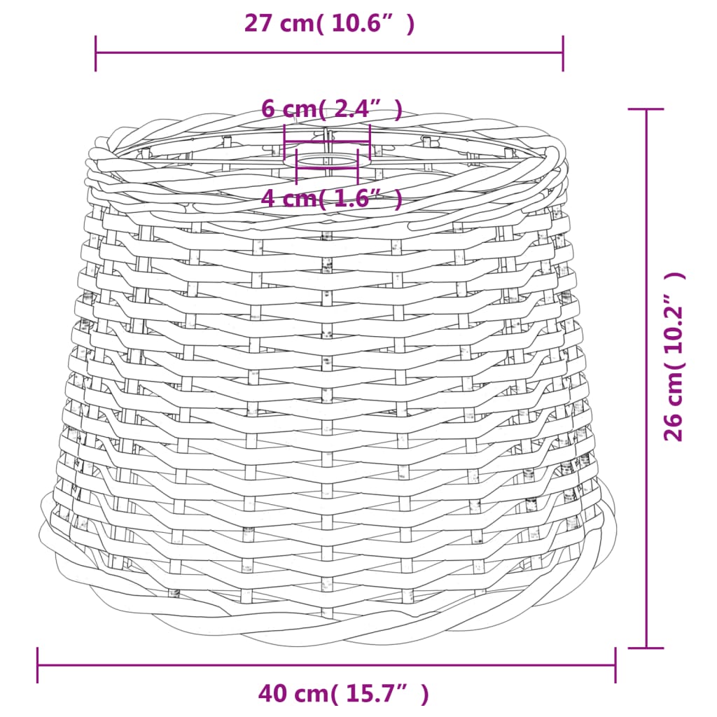 vidaXL Lampenschirm Weiß Ø40x26 cm Korbweide