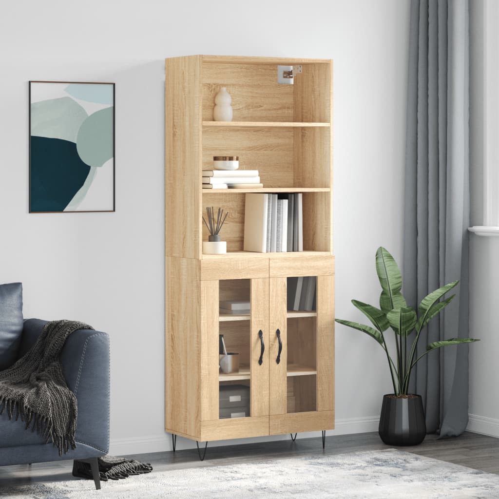 vidaXL Highboard Sonoma-Eiche 69,5x34x180 cm Holzwerkstoff