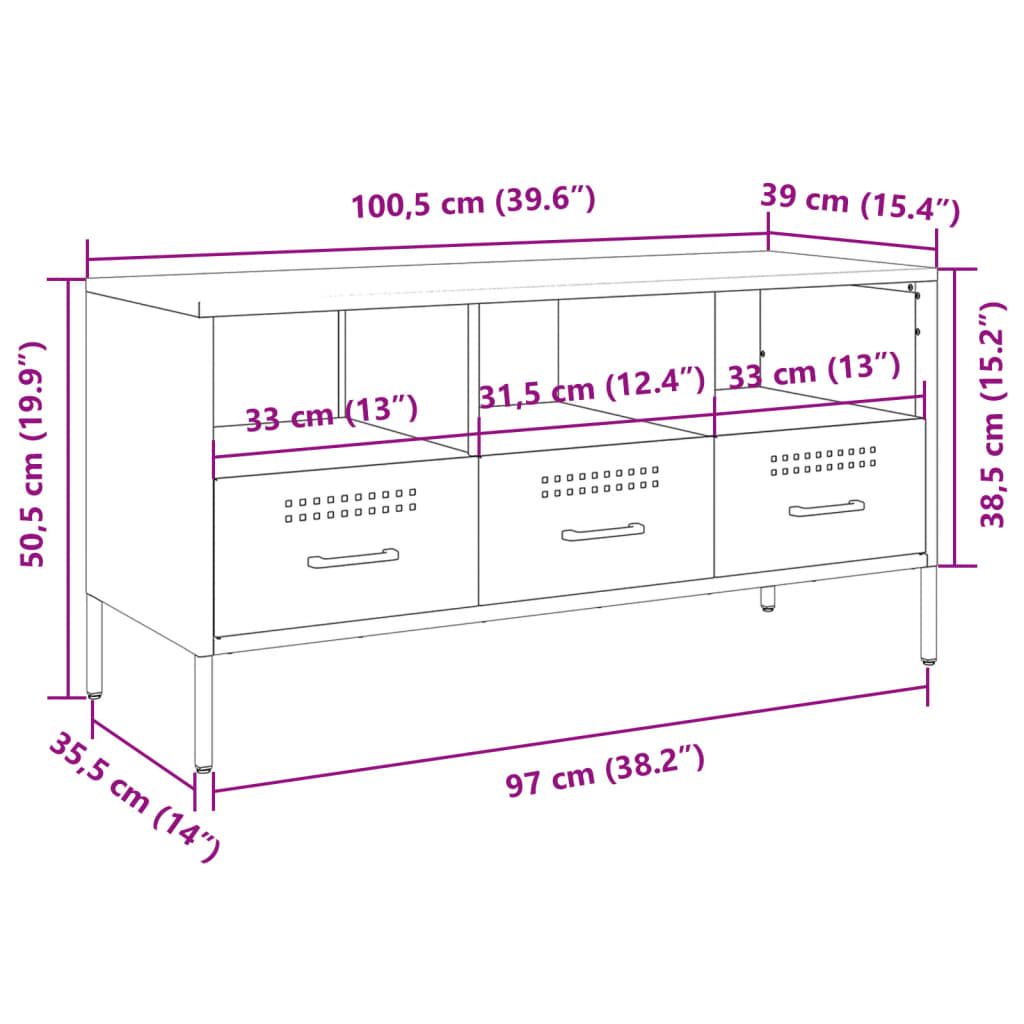 vidaXL TV-Schrank Senfgelb 100,5x39x50,5 cm Stahl