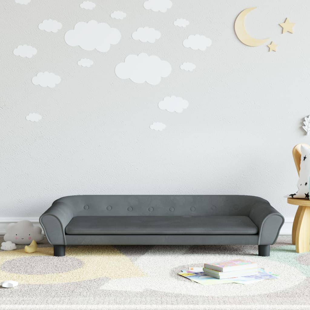 vidaXL Kindersofa Dunkelgrau 100x50x26 cm Samt