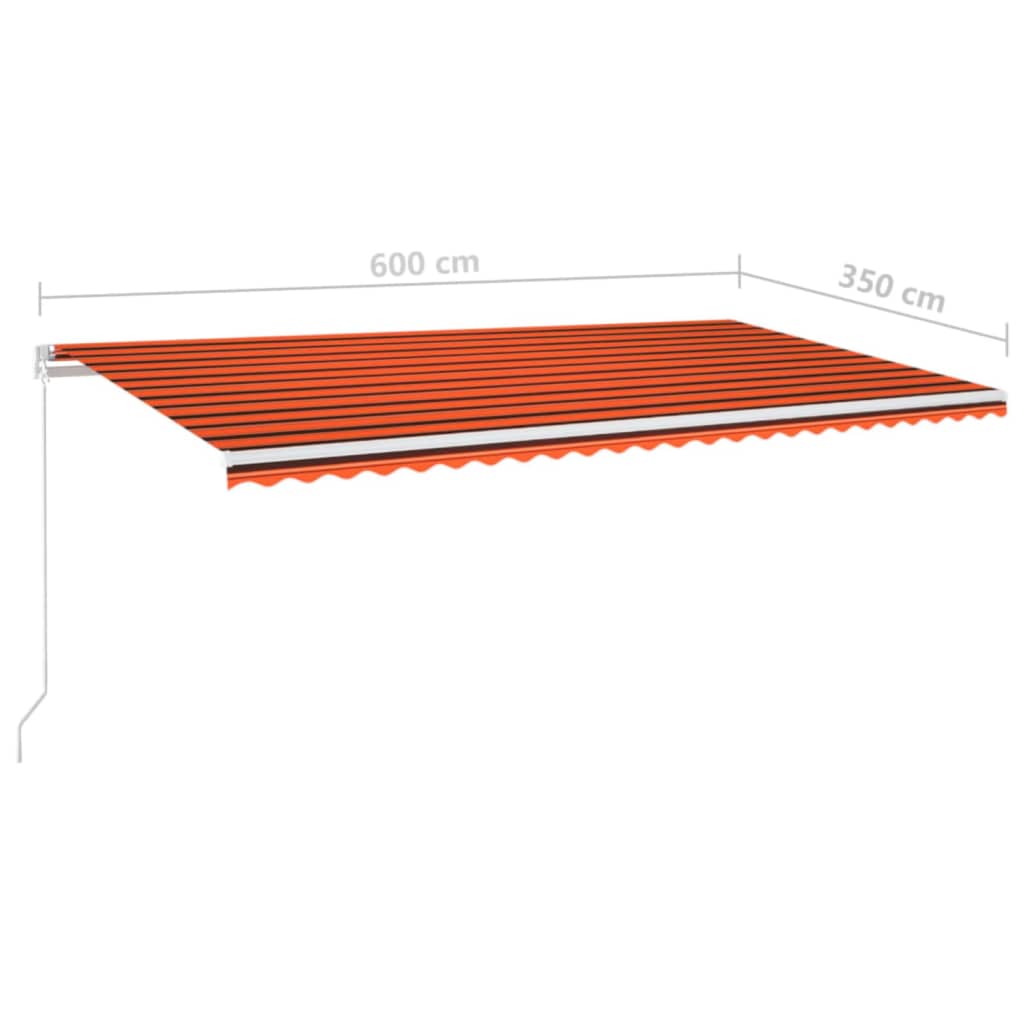 vidaXL Markise Manuell Einziehbar mit LED 600x350 cm Orange und Braun