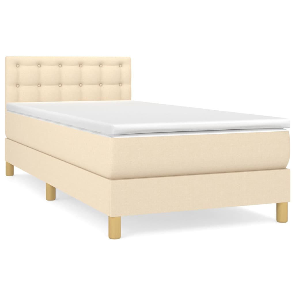 vidaXL Boxspringbett mit Matratze Creme 90x200 cm Stoff