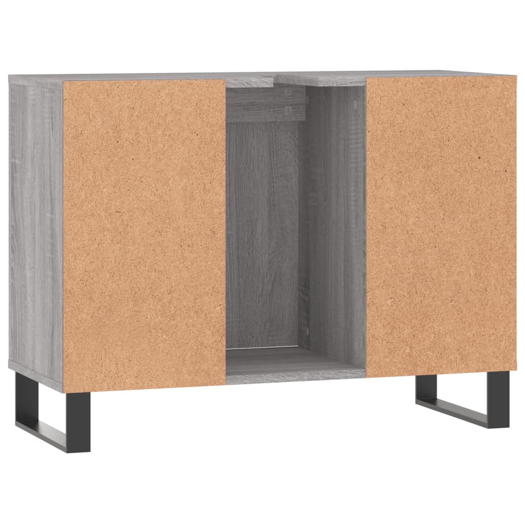 vidaXL Badschrank Grau Sonoma 80x33x60 cm Holzwerkstoff