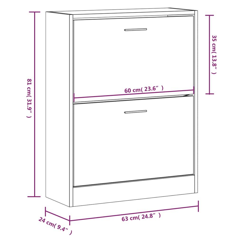 vidaXL Schuhschrank Betongrau 63x24x81 cm Holzwerkstoff