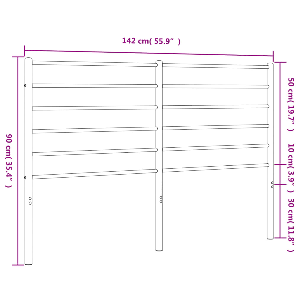 vidaXL Kopfteil Metall Schwarz 135 cm