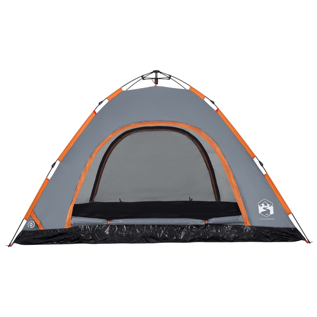 vidaXL Campingzelt 5 Personen Grau und Orange Quick Release