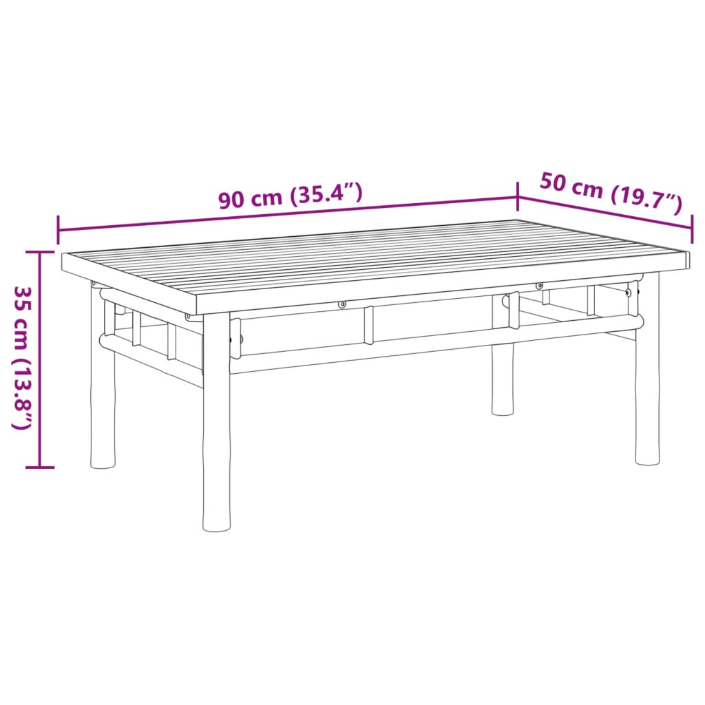 vidaXL Couchtisch 90x50x35 cm Bambus