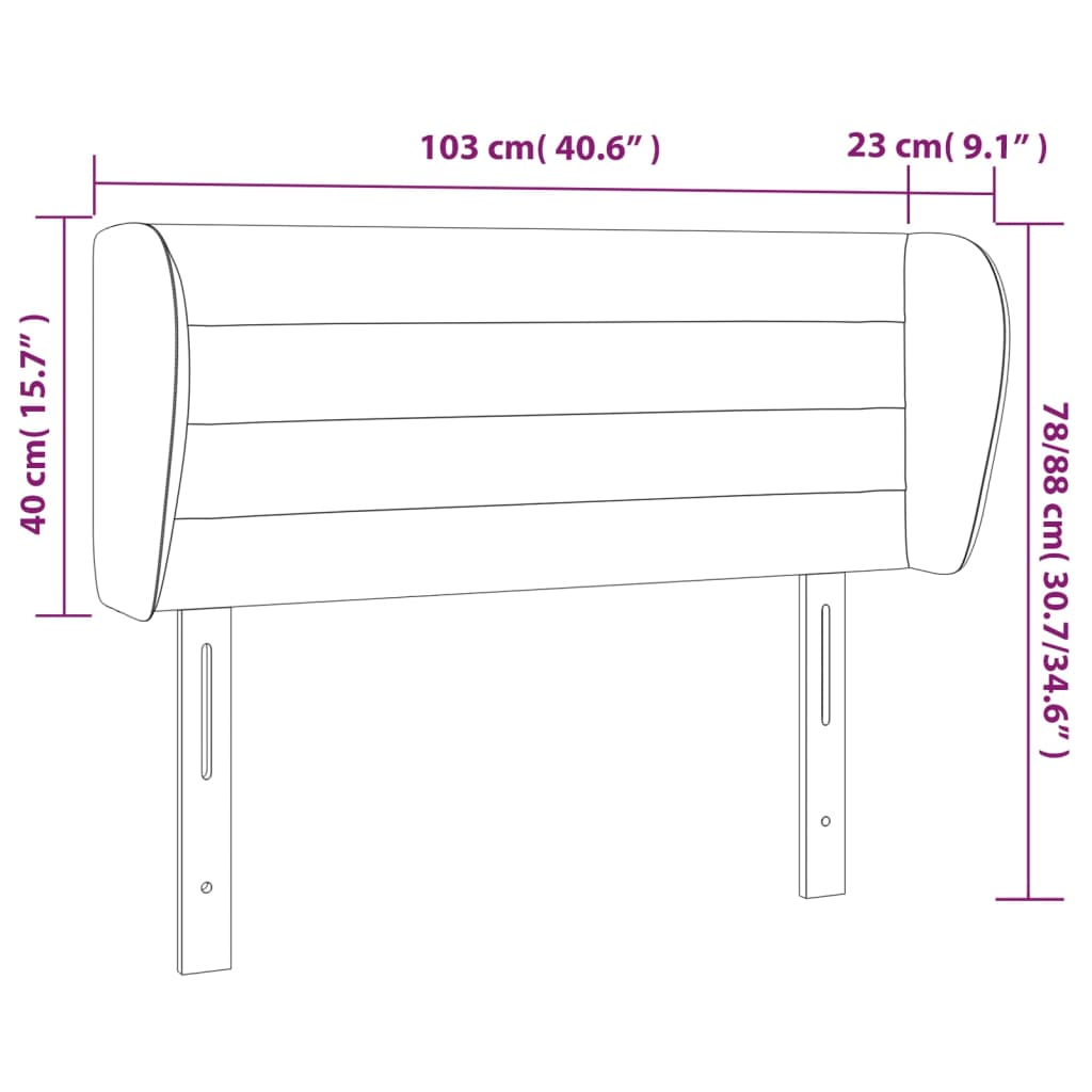 vidaXL Kopfteil mit Ohren Dunkelgrau 103x23x78/88 cm Stoff