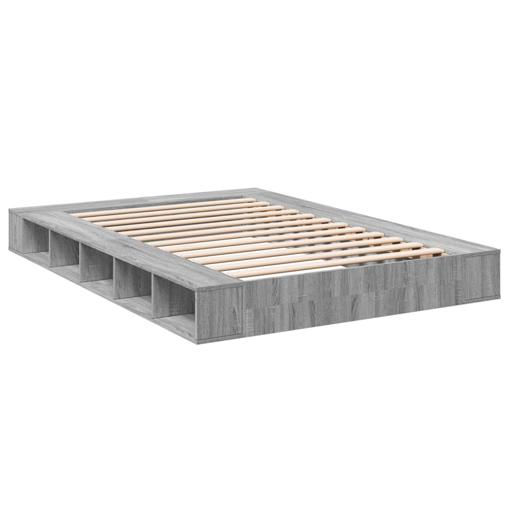 vidaXL Bettgestell Grau Sonoma 150x200 cm Holzwerkstoff