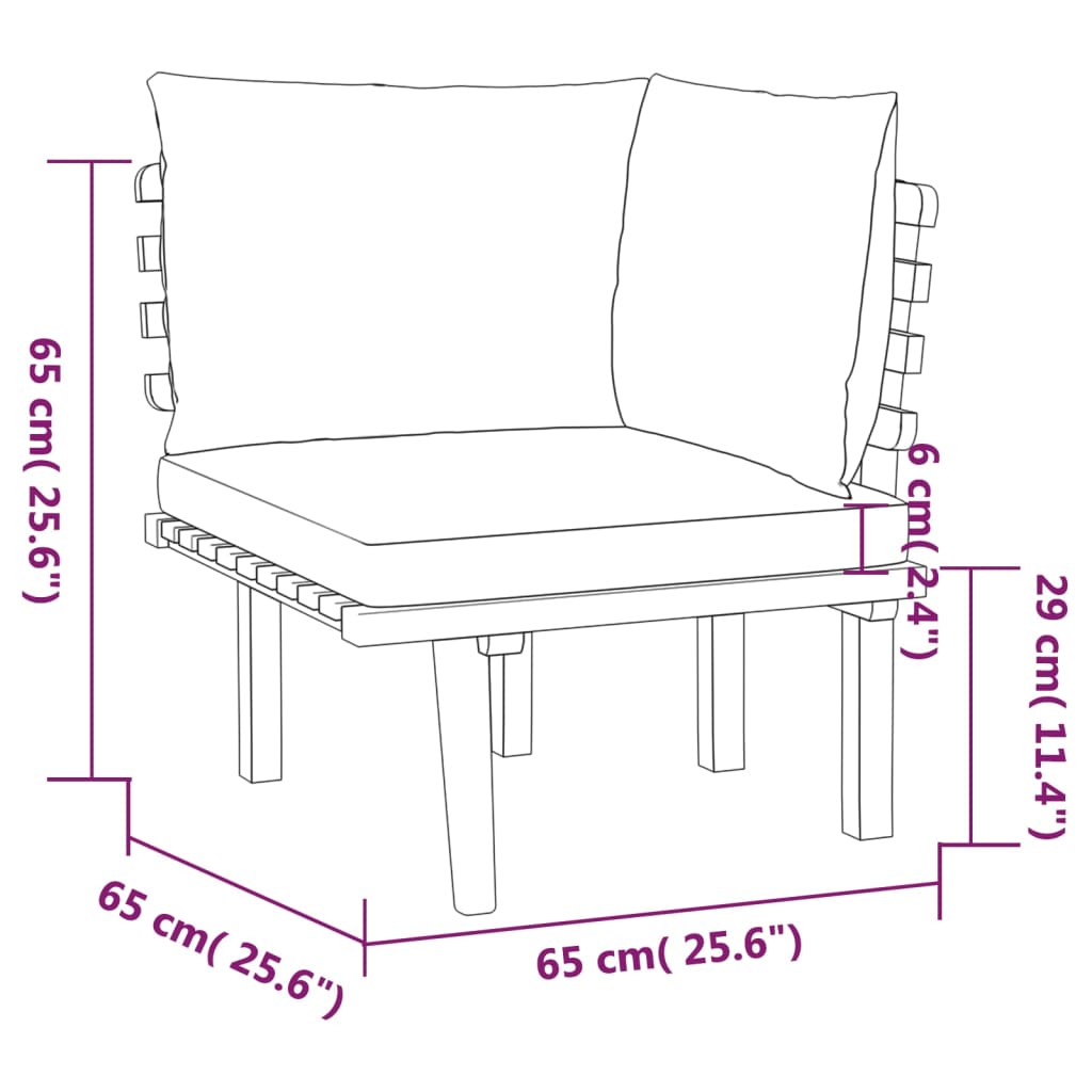 vidaXL 6-tlg. Garten-Lounge-Set mit Kissen Massivholz Akazie