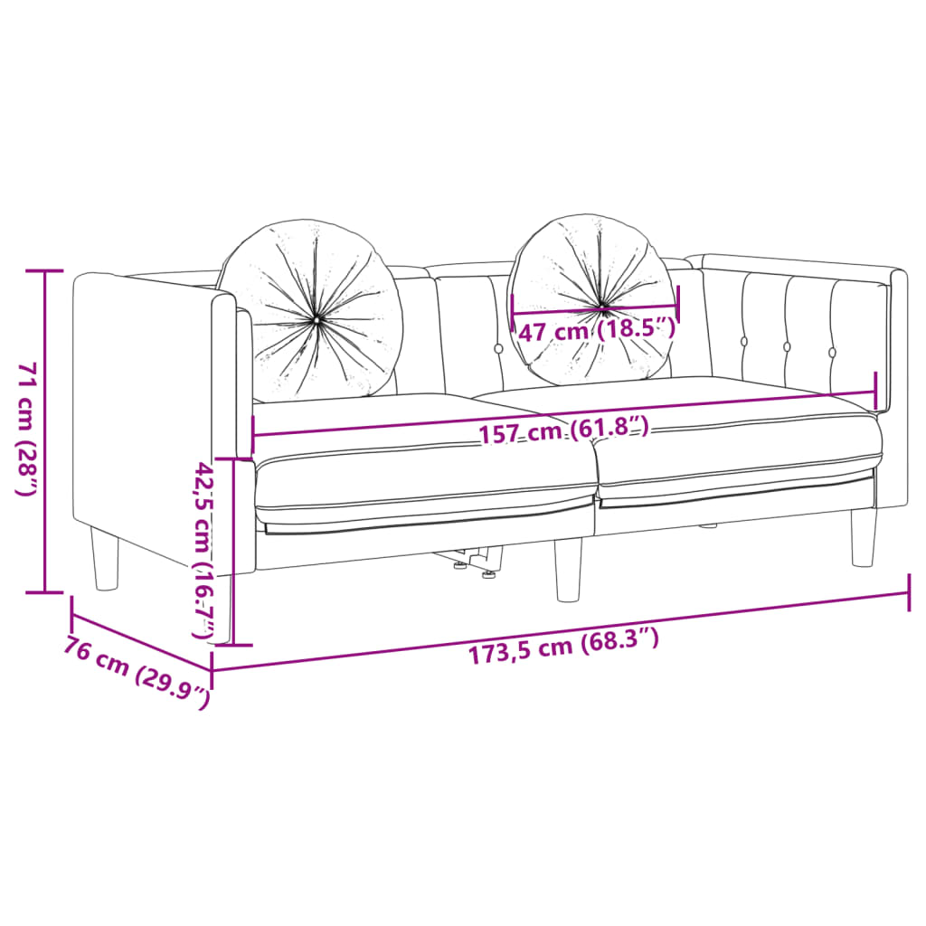 vidaXL 2-Sitzer Sofa mit Kissen Braun Kunstleder Wildleder-Optik